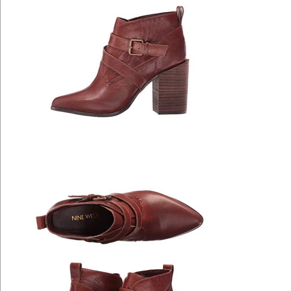 Nine West Cognac Leather Kelela Bootie Size 6